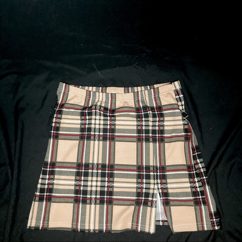 SHEIN bodycon plaid slit miniskirt